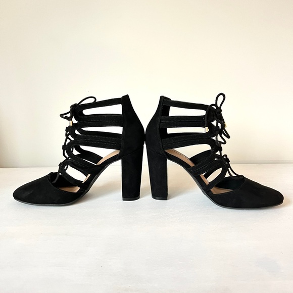 Christian Siriano for Payless Strappy Black Lace up Heels - Picture 3 of 8
